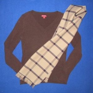 Women's Traditional Camel Plaid Scarf
